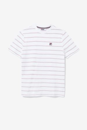 FILA Leon Tee Shirts White / Red / Navy,Mens Clothing | CA.MPNSTO390